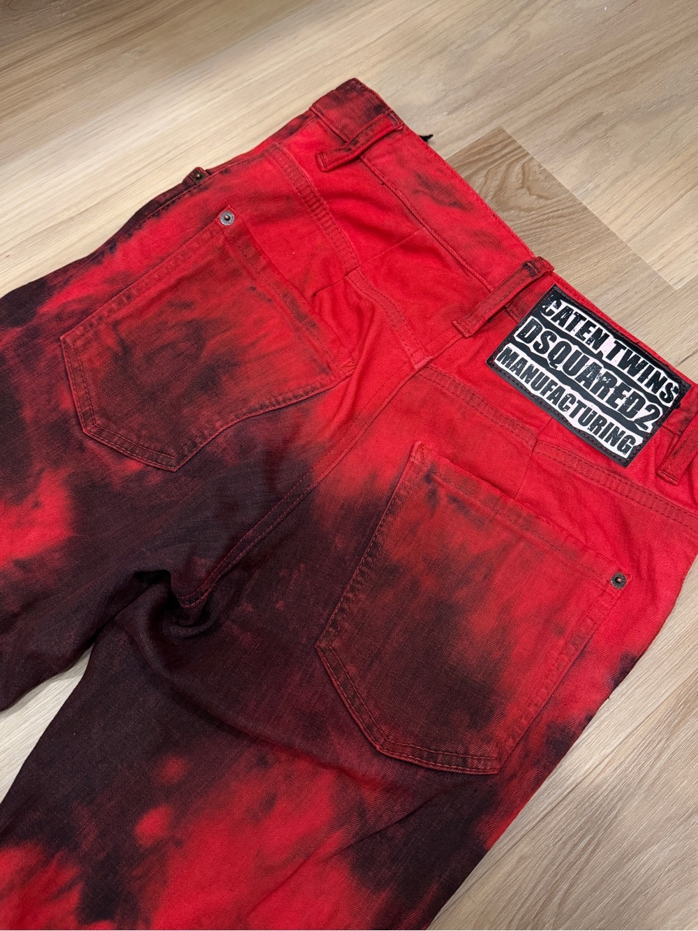 DSQUARED Red & Black Tie-Dye Jeans small unisex like brand new dry cleaned
